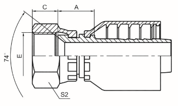 国标公制内螺纹74°外锥面 参考REF.GB/T9065.1