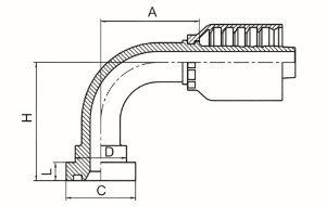 90°SAE 法兰3000PSI