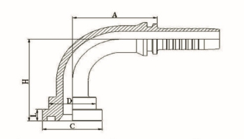 90° SAE 法兰 6000PSI ISO 12151-3-SAE J516